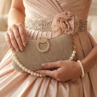 Milli Legacy Midnight Sparkle Clutch with Faux Pearl Crossbody Strap For Women