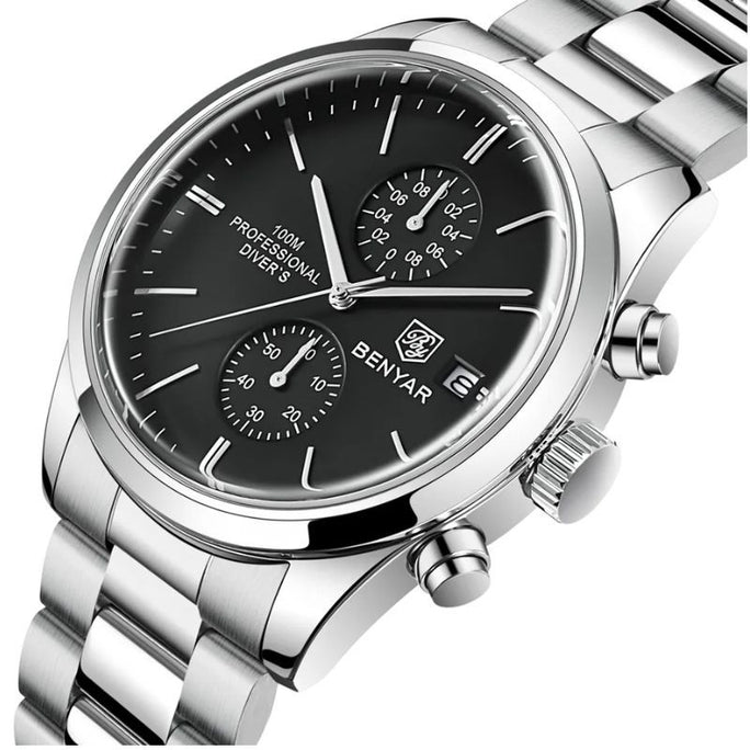 Benyar BY-5187 Insider Chronograph Edition Stainless Steel Strap Men Watch