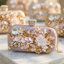 Milli Legacy Floral Evening Clutch With Crystal & Pearl Embellishment For Women