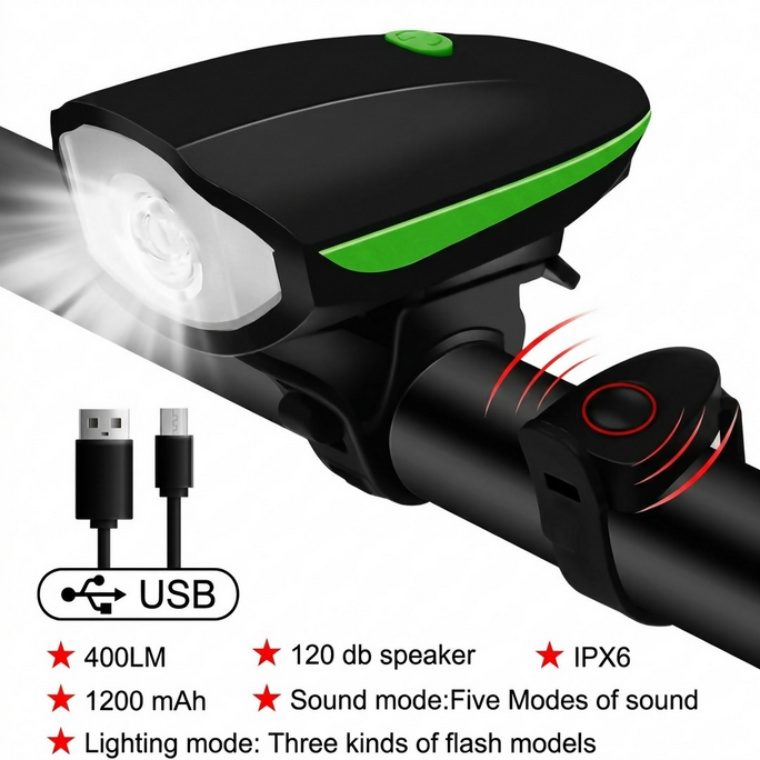 2 IN 1 BICYCLE SPEICIAL BICYC FRONT LIGHT RECHARGEABLE TYPE C