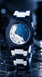 Original BLUE WHITE Arabic Aura Waterproof Wrist Watch: Trending Matte Finish Luxury Timepiece for Men & Boys special Premium Arabic Aura Watch 2026 watch: Luxury Minimalist Design with Butterfly Clasp & Fiber Chain for Men