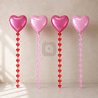 Heart Foil Balloon Hanging Decoration Set – Pink & Red