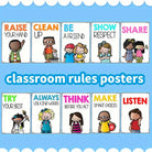 10-Piece Classroom Rules Educational Posters (A4)