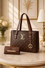 Luxury Monogram Tote Handbag with Matching Wallet
