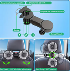 Dual Head Car Cooling Fan 360 Degree Rotating Strong Wind Rear Seat Headrest Fan Low Noise Portable Air Circulator Car Accessories Car Gadgets