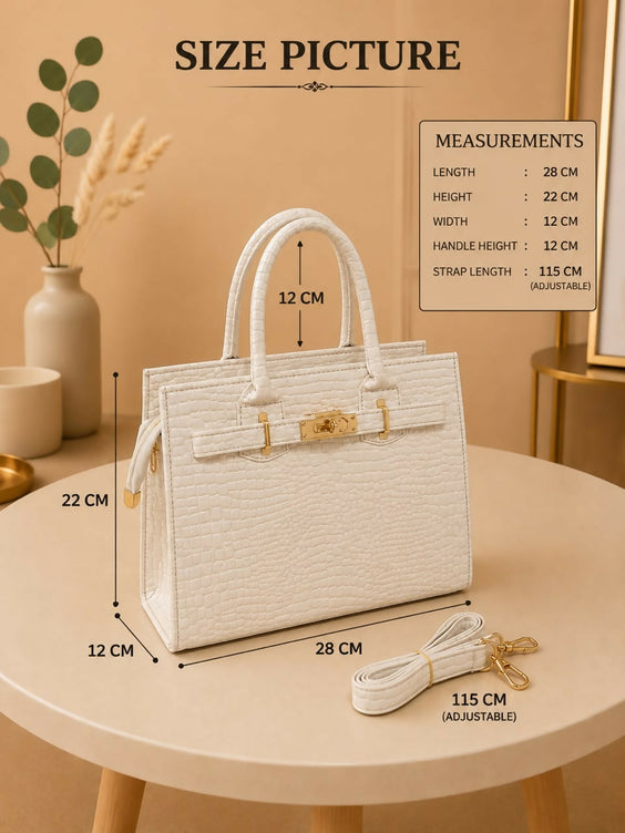 Embossed Croco Top Handle Handbag for Women - Premium Textured Shoulder & Crossbody Bag