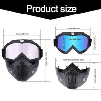 Motorcycle Riding Mask Goggles – Detachable Face Mask with UV Protective Lens for Bike, Ski & Off-Road (18cm Frame)