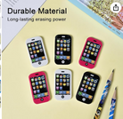 Pack Of 3 Mini Cool Phone Erasers for Kids, Fun Smart Phone Erasers for School, Classroom Supplies, Party Favors and Home Prizes, Fancy Mobile Erasers for Girls Boys / Fancy Erasers for Kids Stylish Eraser Cute Erasers for School Eraser Pencils