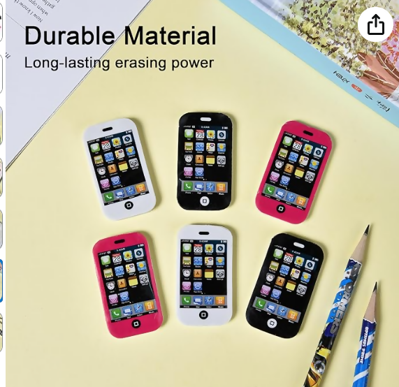 Pack Of 3 Mini Cool Phone Erasers for Kids, Fun Smart Phone Erasers for School, Classroom Supplies, Party Favors and Home Prizes, Fancy Mobile Erasers for Girls Boys / Fancy Erasers for Kids Stylish Eraser Cute Erasers for School Eraser Pencils