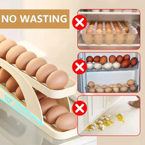 Rolling Egg Holder Box 15 Eggs | Automatic Rolling Egg Storage Tray | Refrigerator Egg Organizer Rack | Space Saving Kitchen Storage Container