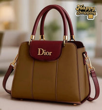 Dior-style two-tone top-handle shoulder bag