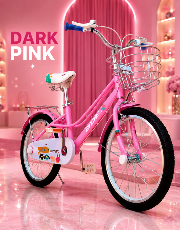 BDF 20" Girls Bicycle Dark Pink with Steel Basket (Ages 7-13)