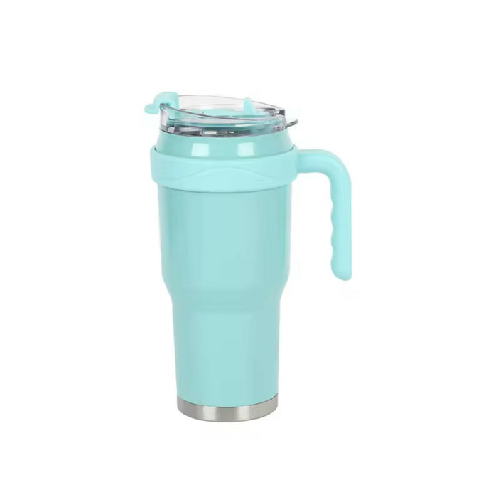New 40 OZ Tumbler with Handle and Nozzle Straw Lid, Insulated Reusable Stainless Steel Travel Mug Keeps Drinks Cold up to 34 Hours