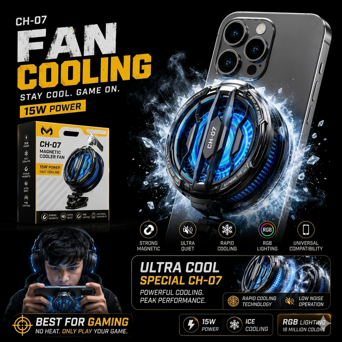 CX07 Magnetic Phone Cooler Fan 15W with RGB Light