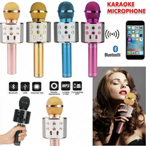WS-858 3-in-1 Portable Bluetooth Karaoke Microphone & HiFi Speaker | Wireless Handheld KTV Mic, Music Player, Voice Recorder | USB Data Cable Charging, AUX, SD Card Support for All Smartphones & Smart TVs