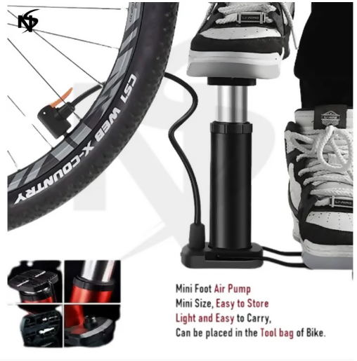 High Pressure Foot Air Pump with Gauge Heavy-Duty Foot Bike Pump for Bicycle Ball Scooter Car Inflatable Toys Mini Pump