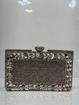 Floral Crystal Bordered Hard Case Clutch Bag for Women - Elegant Formal Evening & Party Purse