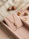 Elegant Tulip Flower Pendant Necklace for Women - Minimalist Floral Locket Chain with Crystal Accents