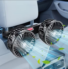 Dual Head Car Cooling Fan 360 Degree Rotating Strong Wind Rear Seat Headrest Fan Low Noise Portable Air Circulator Car Accessories Car Gadgets