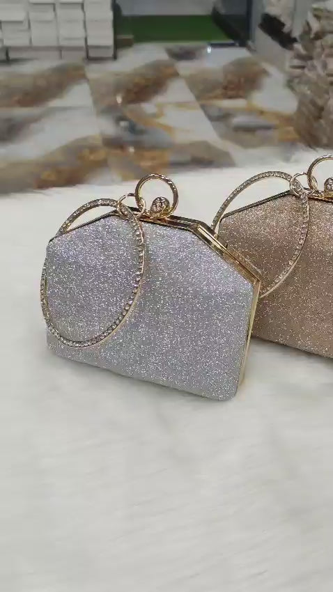 Bridal & Party Wear Shimmering Hard Case Wristlet Clutch