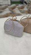 Bridal & Party Wear Shimmering Hard Case Wristlet Clutch