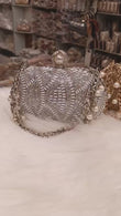 Hand Beaded Oval Evening Clutch Bag