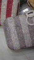 Glamorous Diamond Mesh Striped Clutch Purse