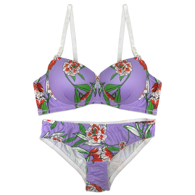 Sajiero Padded Bra Set - Cheeky Lavender