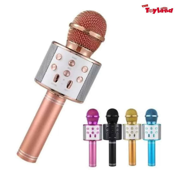 WS-858 3-in-1 Portable Bluetooth Karaoke Microphone & HiFi Speaker | Wireless Handheld KTV Mic, Music Player, Voice Recorder | USB Data Cable Charging, AUX, SD Card Support for All Smartphones & Smart TVs