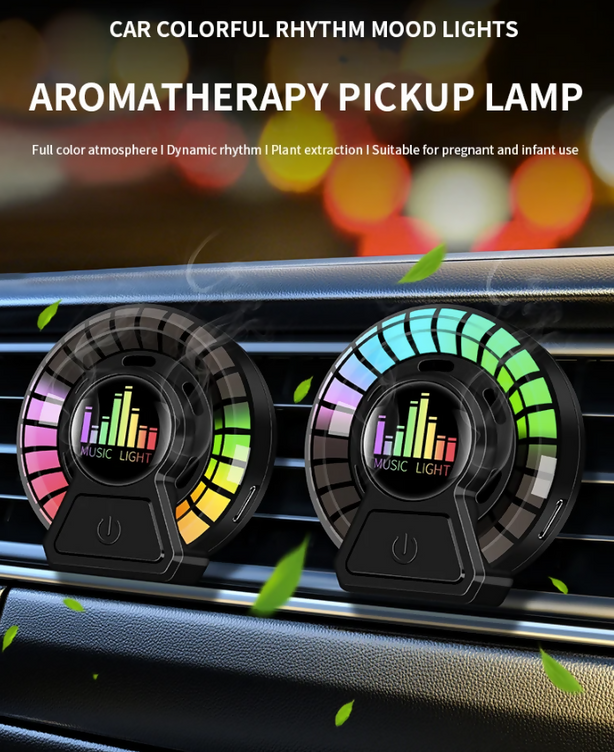 Car AC Vent Air Freshener Aromatherapy RGB Sound Rhythm LED Rechargeable Light Aroma Therapy For Desktop Gaming and Car Dashboard Accessories
