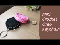 Crochet cute Cookie Oreo circle biscuit pattern fashion handmade Keychain