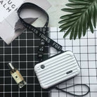 Trendy Mini Suitcase Hard Shell Crossbody Bag for Women - Compact Fiber Hardcase Shoulder Purse with Adjustable Strap