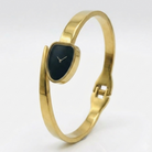 Gold Plated Bangle Bracelet with Teardrop Watch Dial for Women - Elegant Fashion Wristwatch & Jewellery