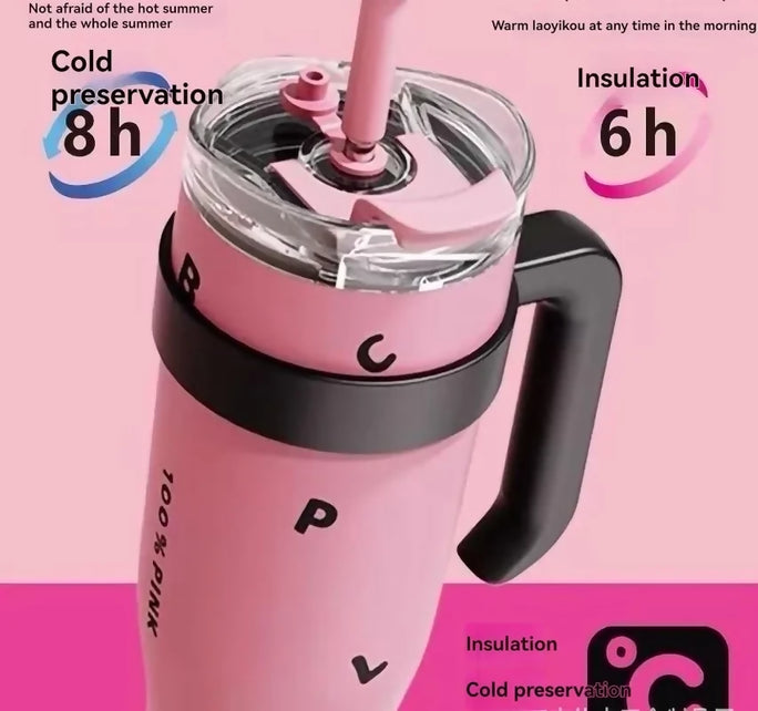 40 oz Tumbler with Handle and Straw Lid, Insulated Reusable Stainless Steel Travel Mug Keeps Drinks Cold up to 24 Hours