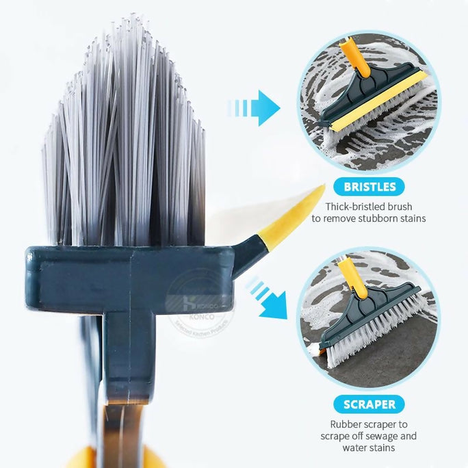 Floor Scrub Brush 2 In 1 Cleaning Brush Long Handle Removable Wiper Magic Broom Brush