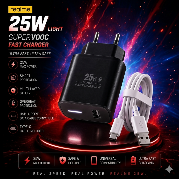 Realme 25W SuperVOOC Fast Charger with Type-C Cable