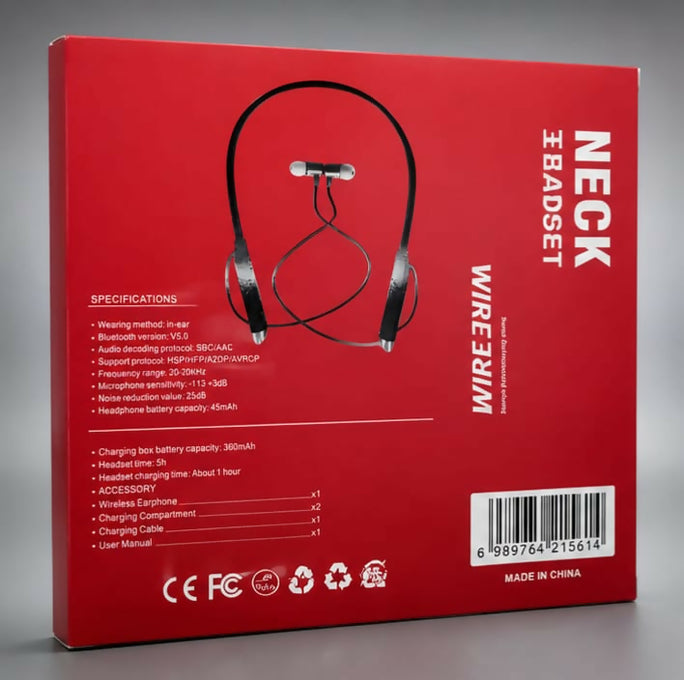 Wireless Bluetooth Neckband Earphones Magnetic Earbuds Hi-Res Audio Sports Headset Black