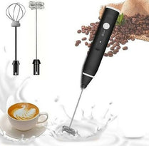 2 in 1 USB Rechargeable Milk Frother & Coffee Beater with 2 Stainless Steel Whisk Heads – Handheld Electric Egg Whisk, Latte Foamer and Drink Mixer