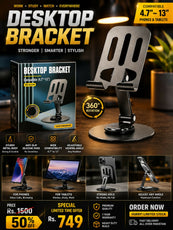 Premium Metal Desktop Bracket - 360° Rotating Universal Mobile & Tablet Stand - Foldable Multi-Angle Adjustable Heavy Duty Holder For Desk, Office, iPhone, iPad, Switch (4.7" to 13")