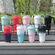 New 40 OZ Tumbler with Handle and Nozzle Straw Lid, Insulated Reusable Stainless Steel Travel Mug Keeps Drinks Cold up to 34 Hours