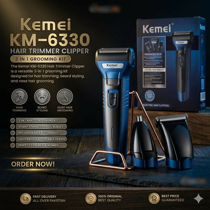 Kemei KM-6330 3 in 1 Professional Grooming Kit For Men