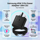 Samsung 45W Power Adapter with USB-C to USB-C Cable (5A/1.8m) 3 Pin