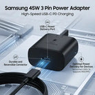 Samsung 45W Power Adapter with USB-C to USB-C Cable (5A/1.8m) 3 Pin