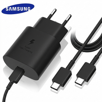Original Samsung 25W Super Fast Charging Wall Charger & USB-C to USB-C Data Cable | Genuine Adaptive Fast Charge Travel Adapter Type C PD Power Delivery