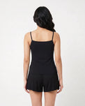 Sajiero Soft Cotton Camisole - Thin Strap - Black