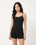 Sajiero Soft Cotton Camisole - Thin Strap - Black