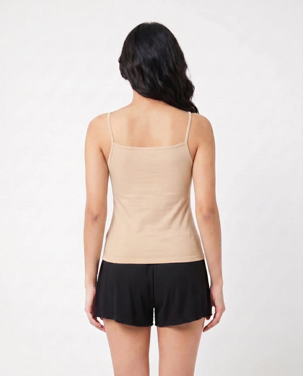 Sajiero Soft Cotton Camisole - Thin Strap - Skin