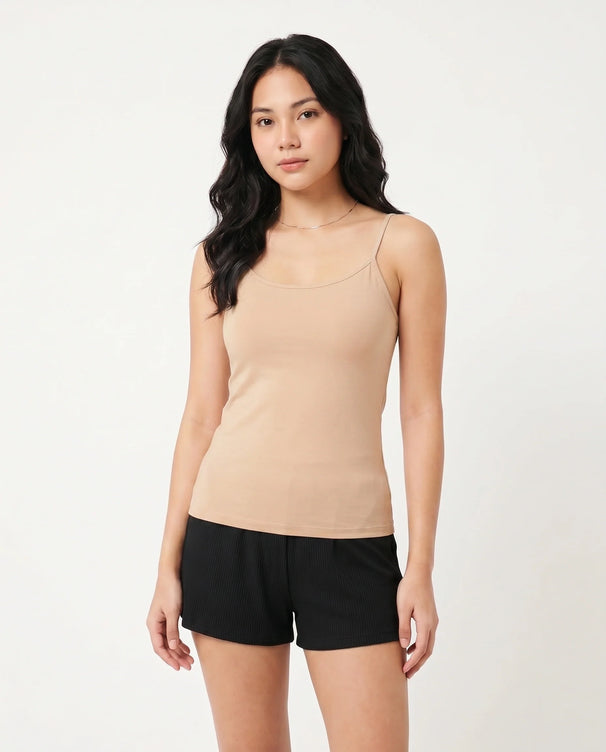Sajiero Soft Cotton Camisole - Thin Strap - Skin