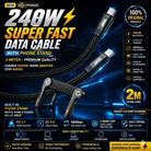 2-in-1 USB-C to USB-C 240W Cable with Foldable Phone Stand