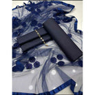 Unstitched 3 Piece Collection Katan Silk Plain Shirt & Trouser With Net Dupatta For Women Dress for women